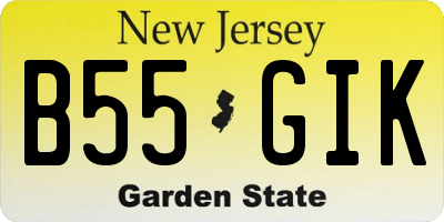 NJ license plate B55GIK
