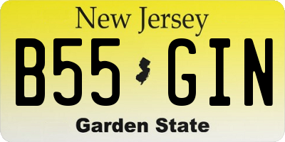 NJ license plate B55GIN
