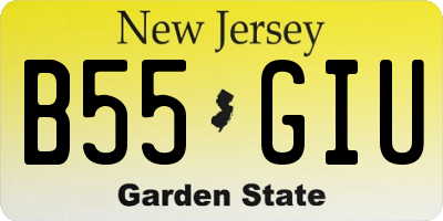 NJ license plate B55GIU