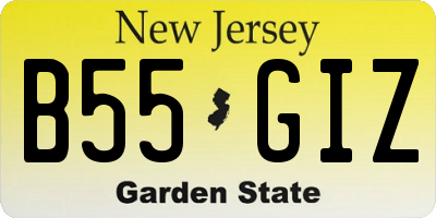 NJ license plate B55GIZ