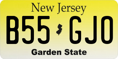 NJ license plate B55GJO