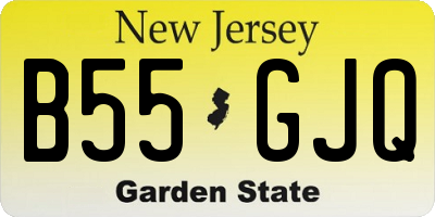 NJ license plate B55GJQ