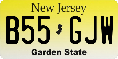NJ license plate B55GJW