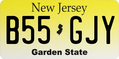 NJ license plate B55GJY