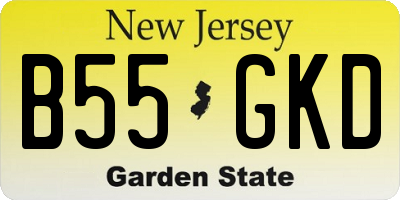 NJ license plate B55GKD