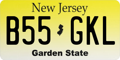 NJ license plate B55GKL