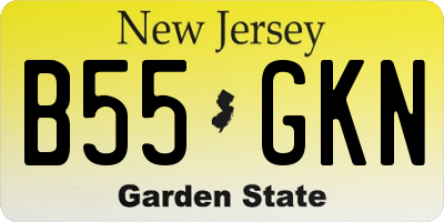 NJ license plate B55GKN