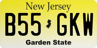 NJ license plate B55GKW