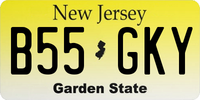 NJ license plate B55GKY