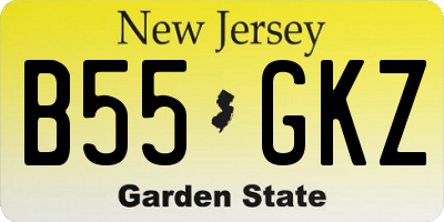 NJ license plate B55GKZ