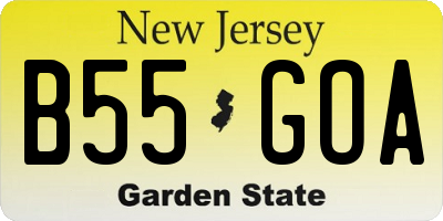 NJ license plate B55GOA