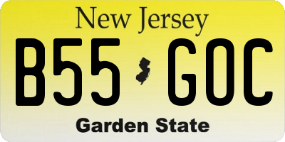 NJ license plate B55GOC