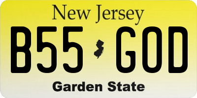 NJ license plate B55GOD