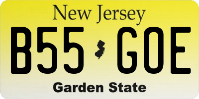NJ license plate B55GOE