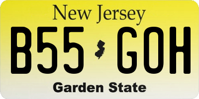 NJ license plate B55GOH