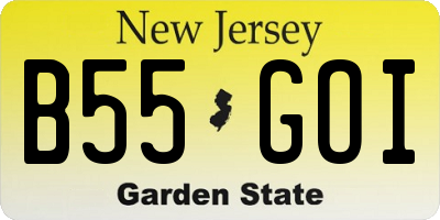NJ license plate B55GOI