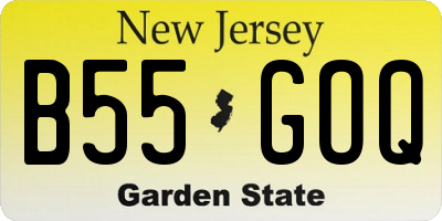 NJ license plate B55GOQ