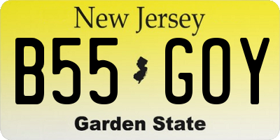 NJ license plate B55GOY