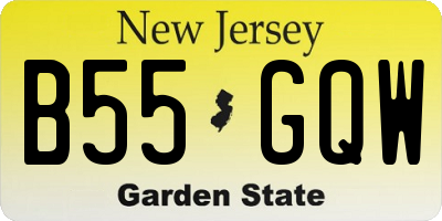 NJ license plate B55GQW