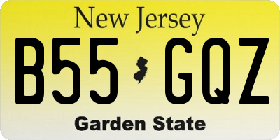 NJ license plate B55GQZ
