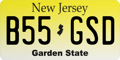 NJ license plate B55GSD