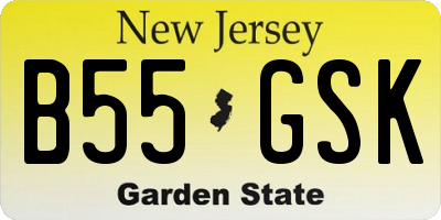 NJ license plate B55GSK