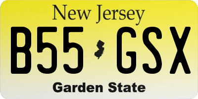 NJ license plate B55GSX