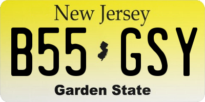 NJ license plate B55GSY