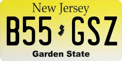 NJ license plate B55GSZ
