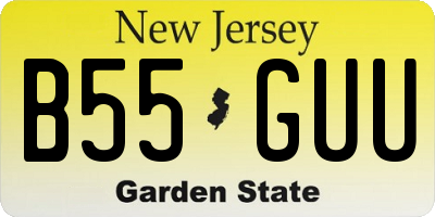 NJ license plate B55GUU