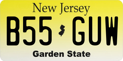 NJ license plate B55GUW