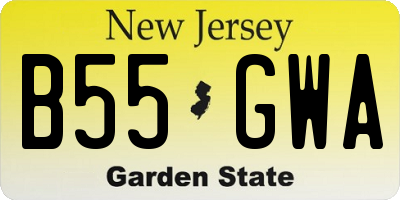 NJ license plate B55GWA