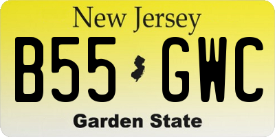 NJ license plate B55GWC