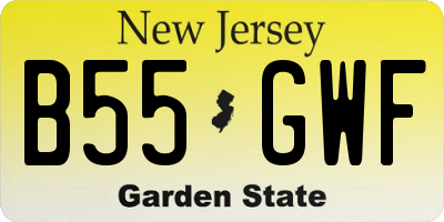 NJ license plate B55GWF