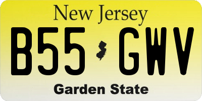 NJ license plate B55GWV