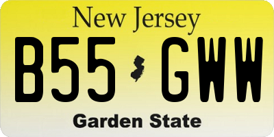 NJ license plate B55GWW