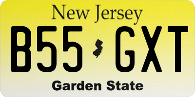 NJ license plate B55GXT