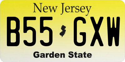 NJ license plate B55GXW
