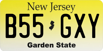 NJ license plate B55GXY