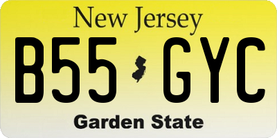 NJ license plate B55GYC