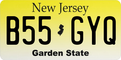NJ license plate B55GYQ