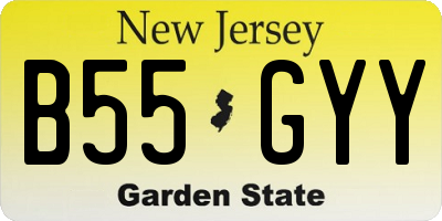 NJ license plate B55GYY
