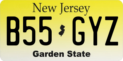 NJ license plate B55GYZ