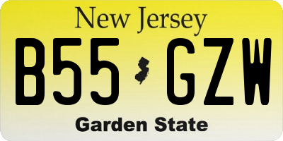 NJ license plate B55GZW