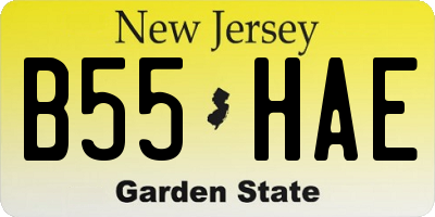 NJ license plate B55HAE