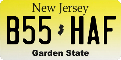 NJ license plate B55HAF