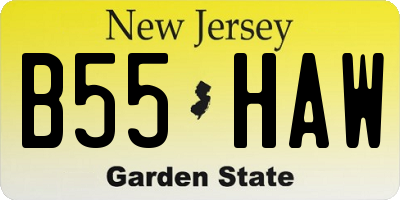 NJ license plate B55HAW