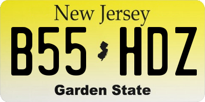 NJ license plate B55HDZ