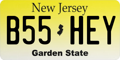 NJ license plate B55HEY
