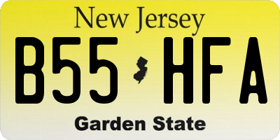 NJ license plate B55HFA